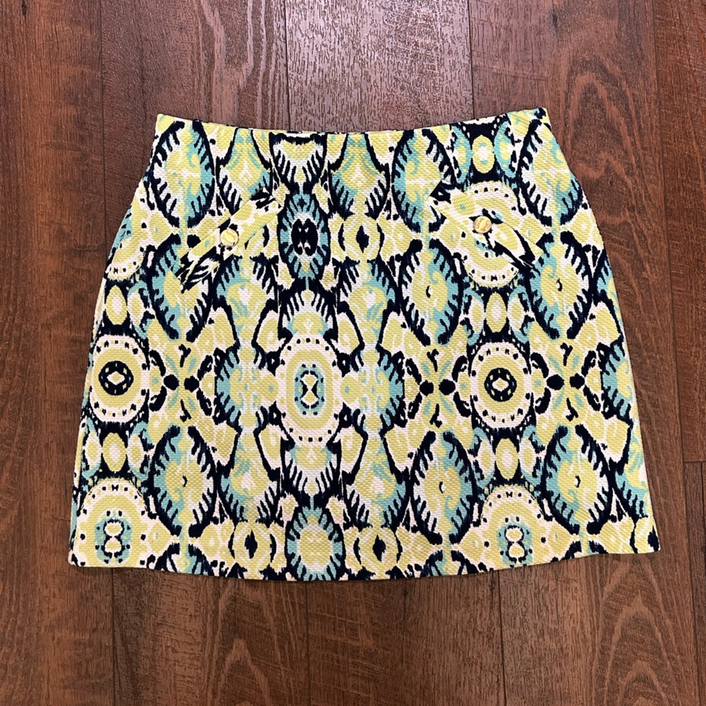 Pappagallo Skort Blue Green White Geometric Print Skirt Size M